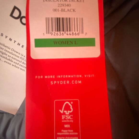 *Spyder* Women's Peak Hoodie Insulator Jacket Large NWT - Picture 5 of 5